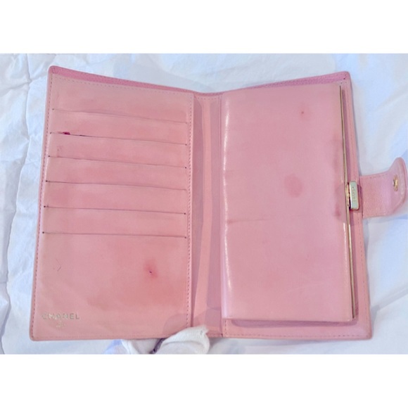✨Authentic Vintage CHANEL CC Logo Timeless Pink Caviar Leather Wallet On Chain - Picture 5 of 16